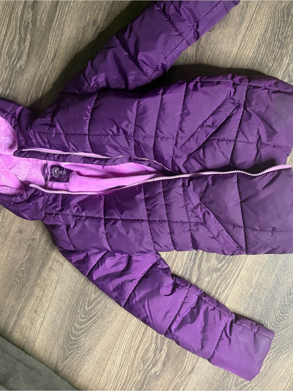 Girls' Purple Hooded Puffer Coat